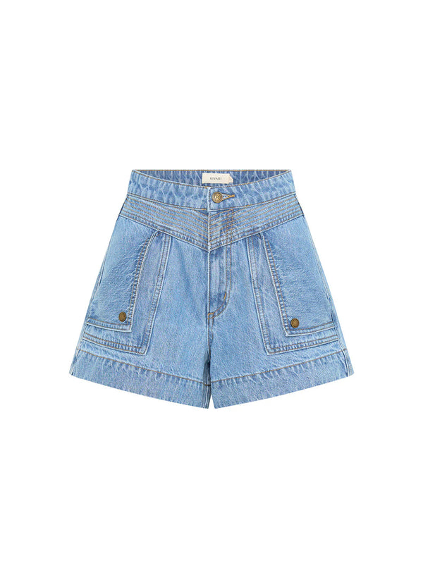 Celene Denim Shorts - Stonewash Blue