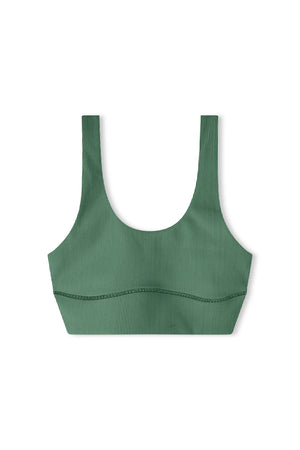 Tallow Green Stripe Rib Crop Top
