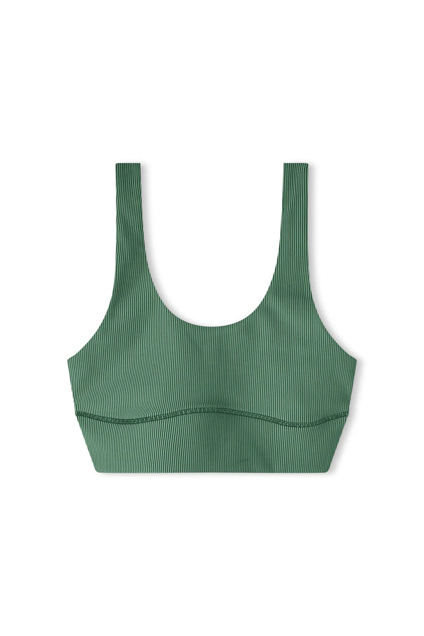 Tallow Green Stripe Rib Crop Top