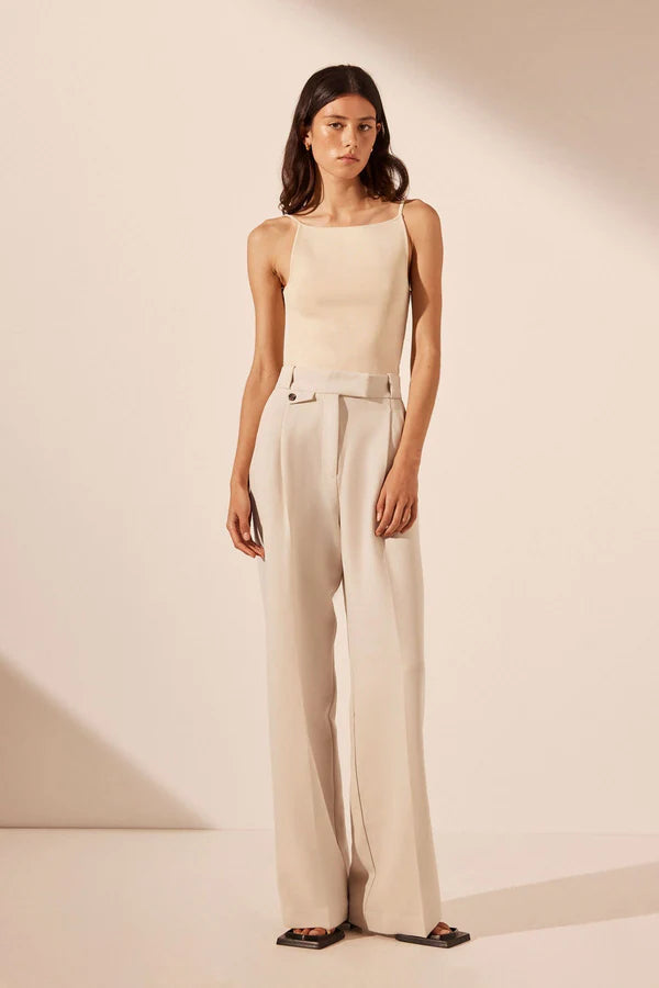 Irena High Waisted Tailored Pant - Bone