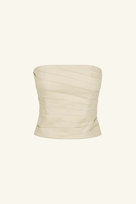 Kasbah Strapless Draped Bodice - Oyster