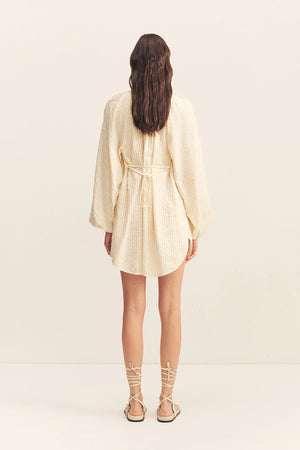 Blouson Mini Dress - Buttercream Stripe