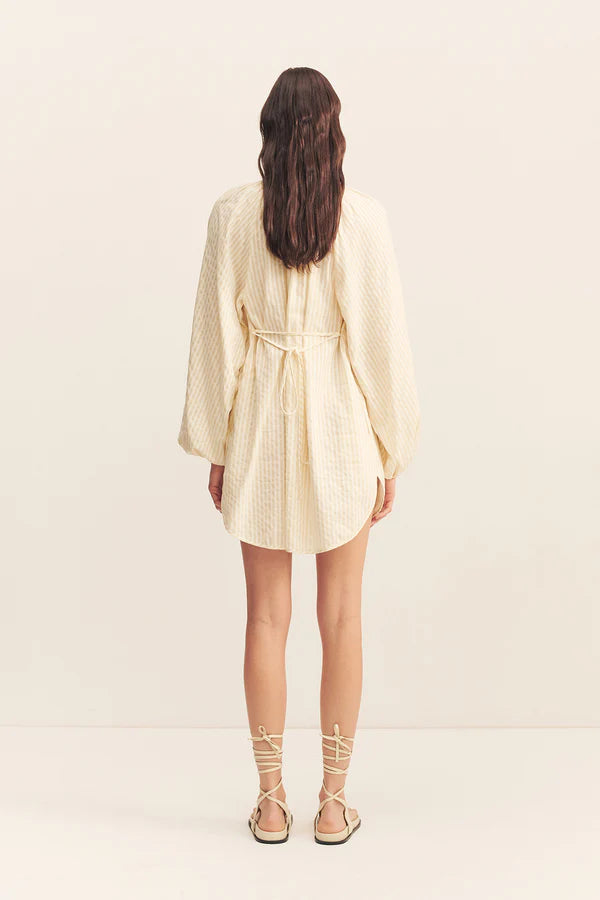 Blouson Mini Dress - Buttercream Stripe