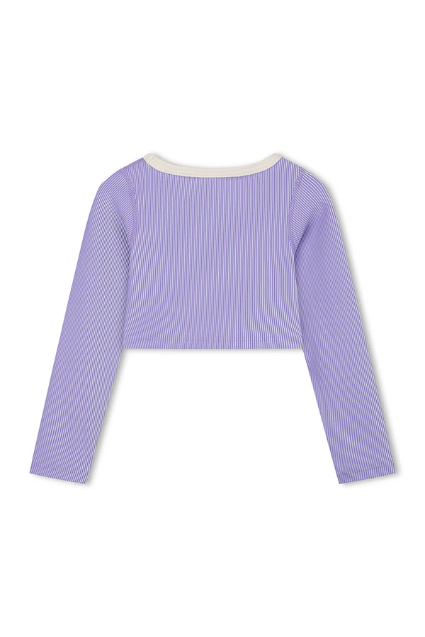 Mini Stripe Rib Crop Rashie - Grape