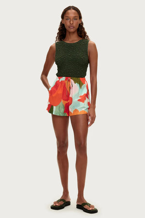 Cotton Silk Short - Red Floral