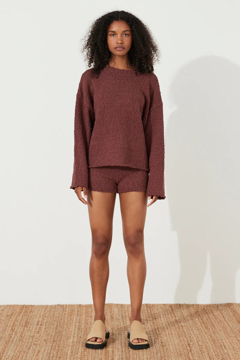 Plum Boucle Knit Short