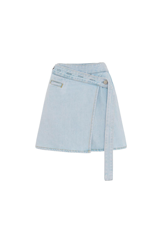 Melissa Denim Mini Wrap Skirt