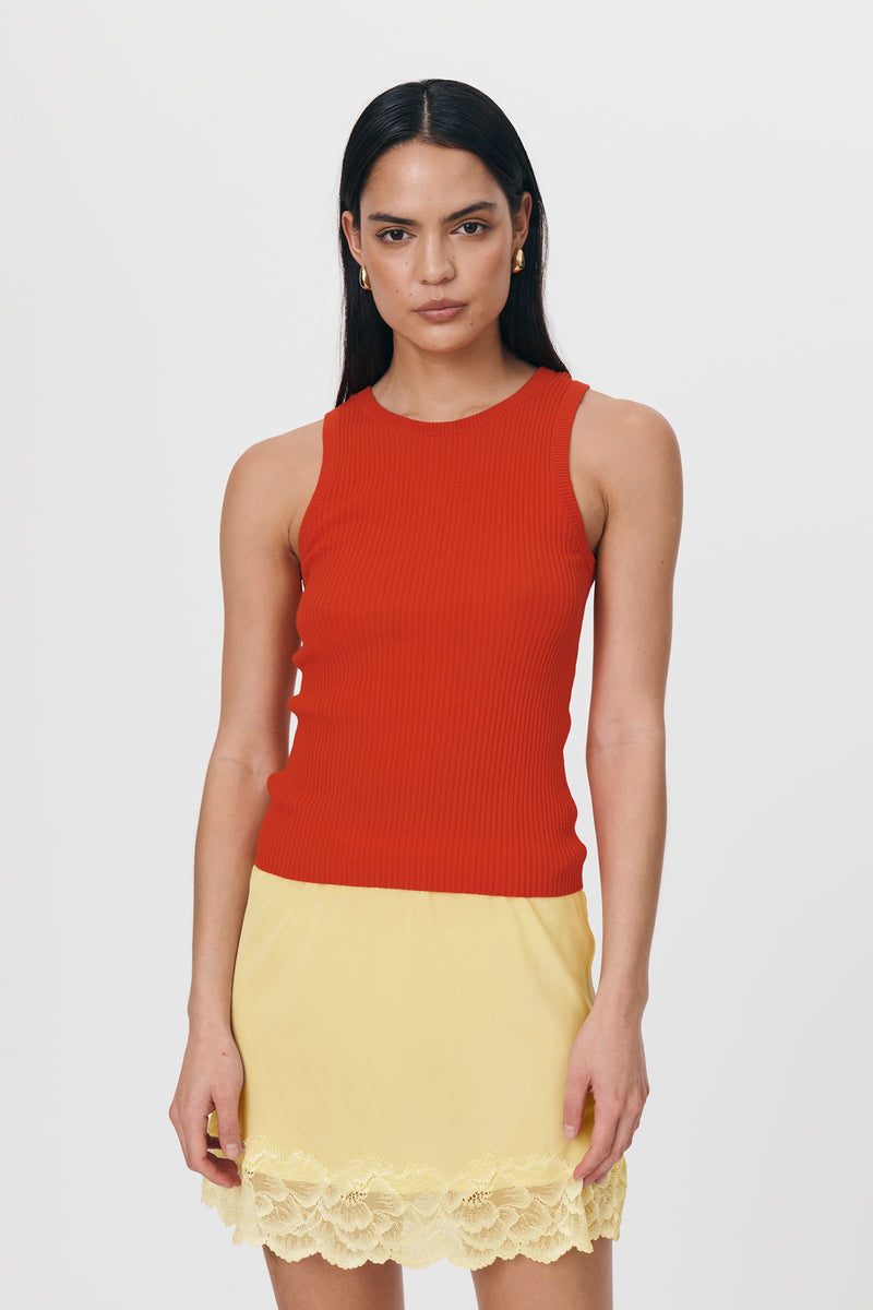 Avery Knit Tank - Aperol Red