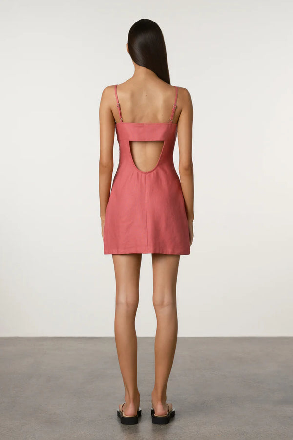 Berry Linen Mini Dress