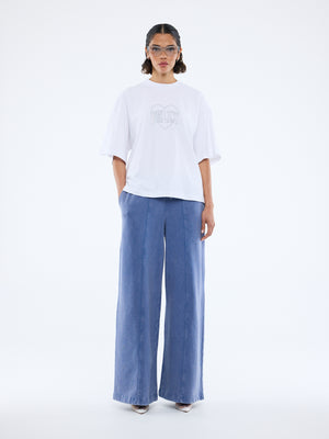 Rhinestone Logo Tee - White