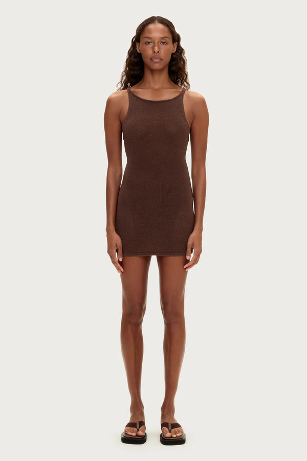 Textured Knit Dress - Chocolate