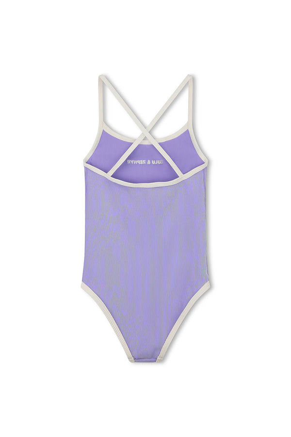 Mini Stripe Rib LogoOne Piece - Grape