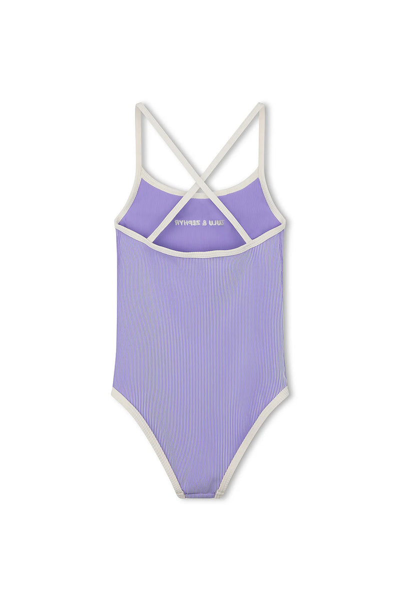 Mini Stripe Rib LogoOne Piece - Grape