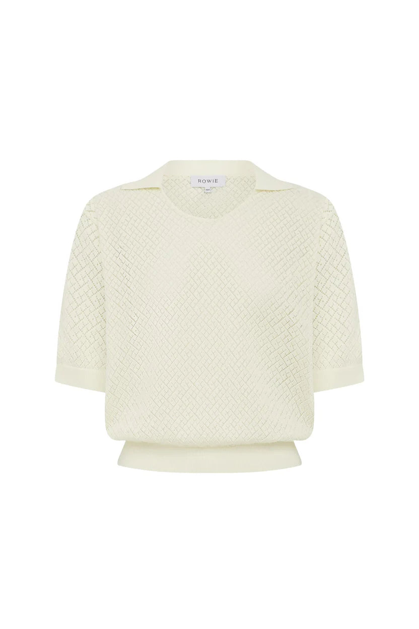 Loretta Pointelle Knit Top - Bone