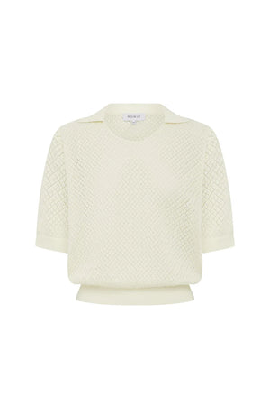 Loretta Pointelle Knit Top - Bone