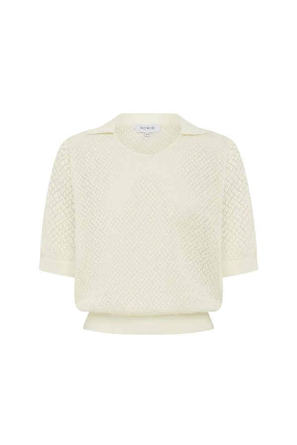 Loretta Pointelle Knit Top - Bone