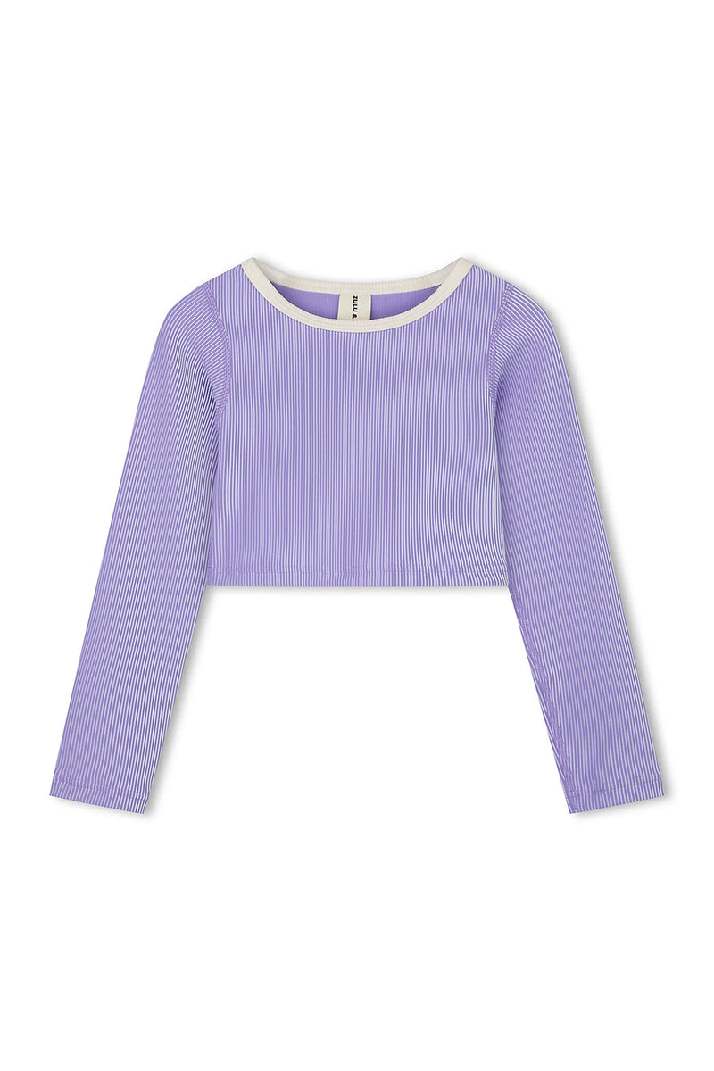 Mini Stripe Rib Crop Rashie - Grape