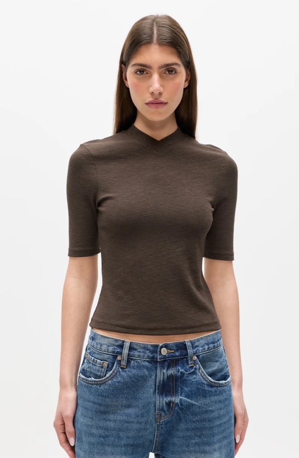 Tinka V Neck T- Shirt - Mushroom