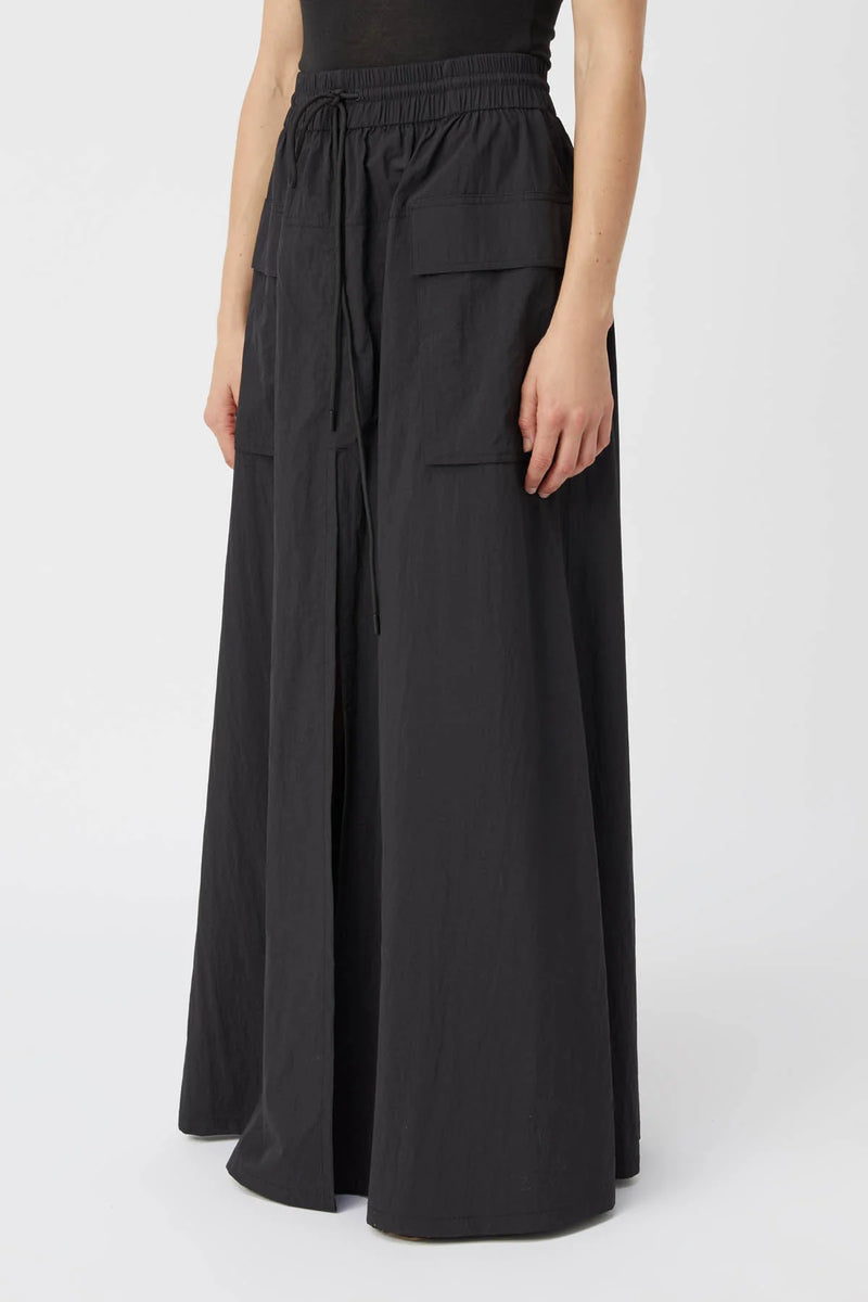 Zillion Maxi Nylon Skirt - Black