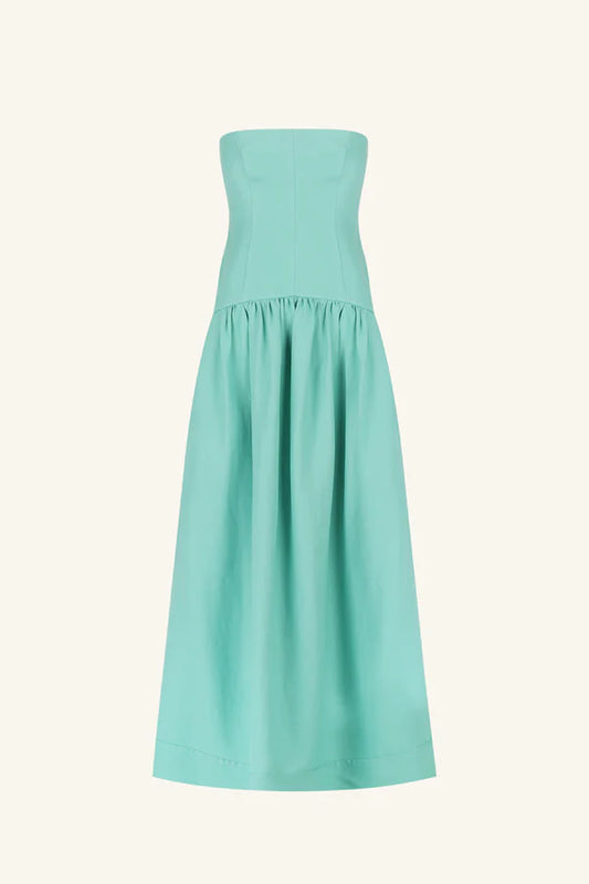 Alec Strapless Panelled Maxi Dress - Pool Blue