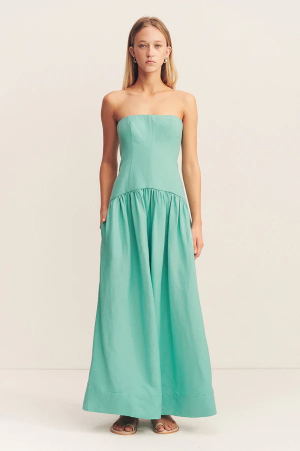 Alec Strapless Panelled Maxi Dress - Pool Blue