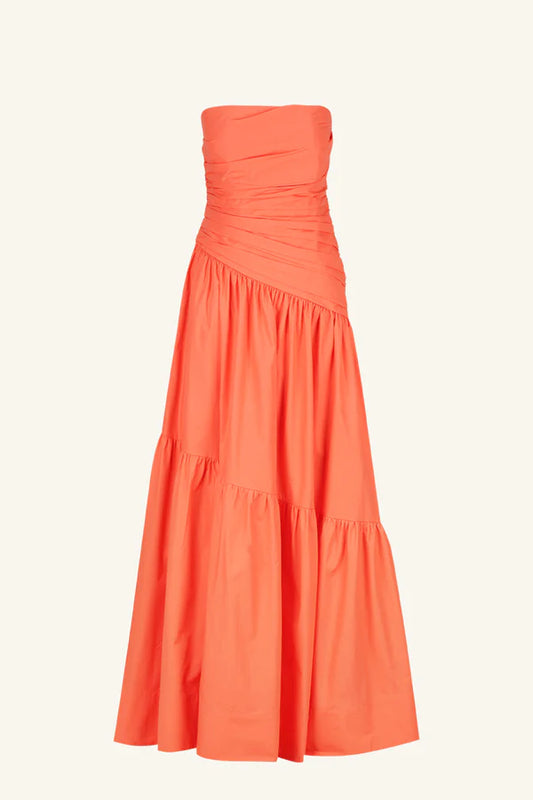 Maiori Strapless Tiered Dress - Coral