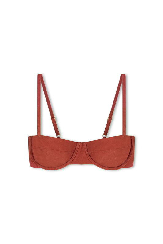 Earth Red Textured Balconette Bra Cup