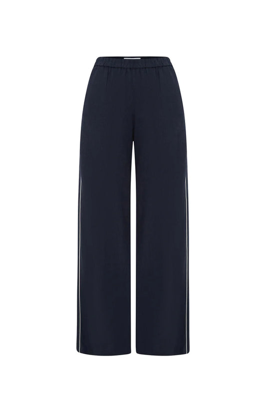 Kaia Straight Linen Pants - Ink