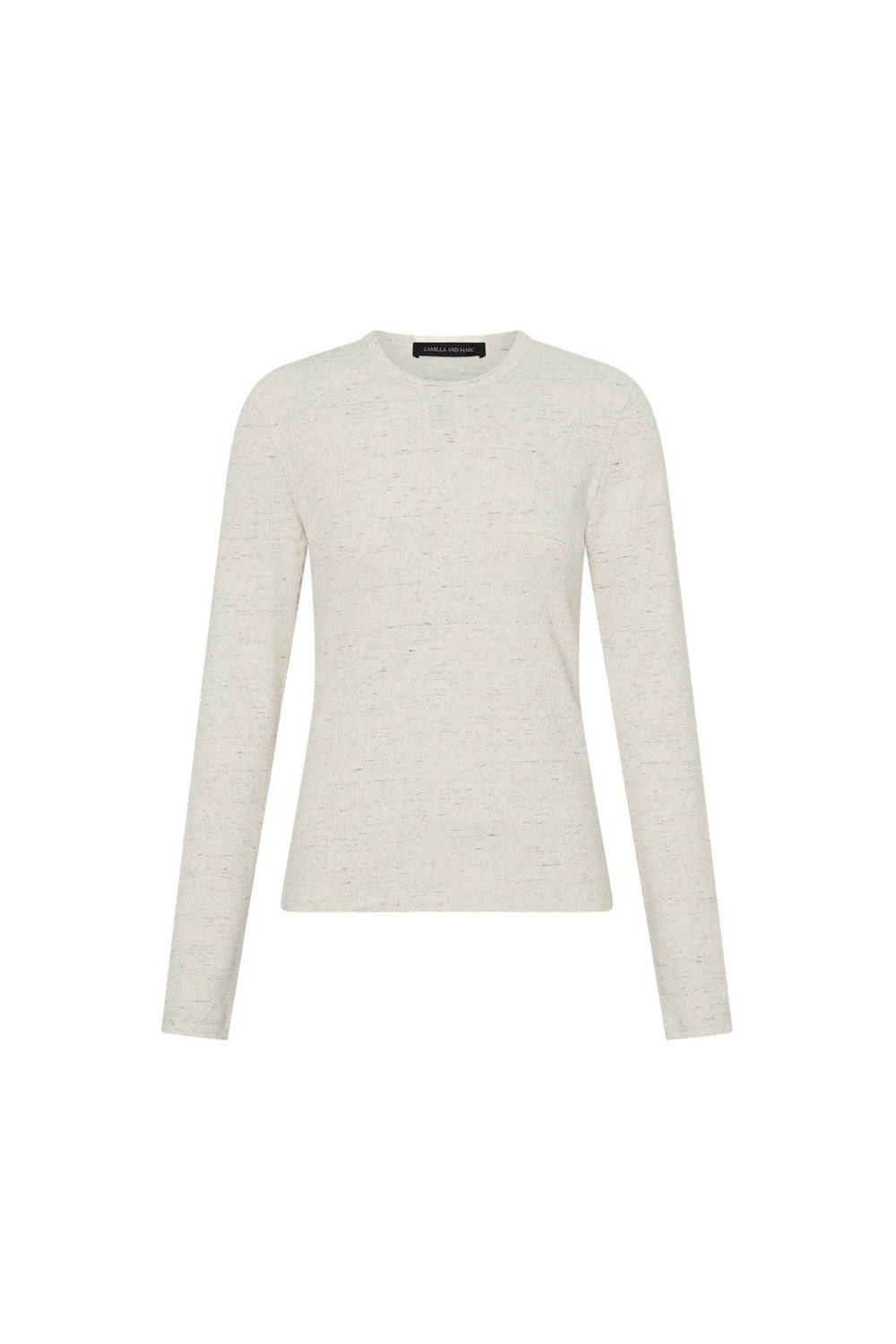 Nora Long Sleeve Monogram Top - Ivory Marle