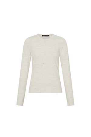 Nora Long Sleeve Monogram Top - Ivory Marle