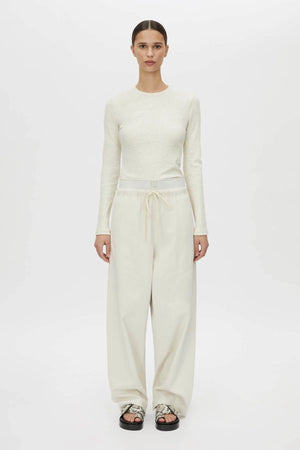 Nora Long Sleeve Monogram Top - Ivory Marle