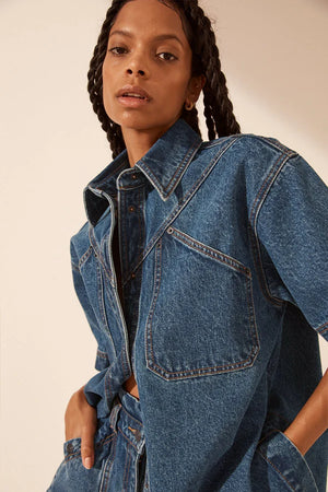 Raquel Short Sleeve Shirt - Vintage Blue