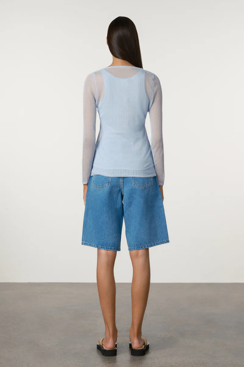Bright Blue Recycled Denim Walk Shorts