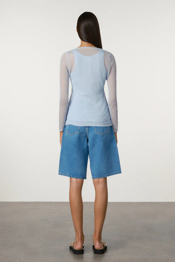 Bright Blue Recycled Denim Walk Shorts