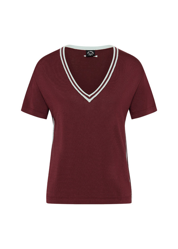 Sienna V Neck Tee - Red