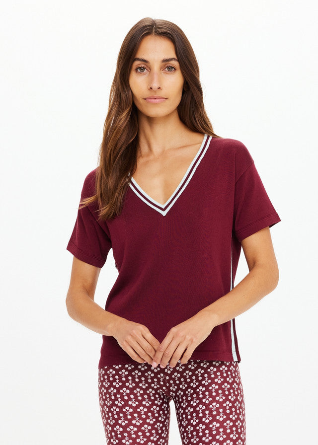 Sienna V Neck Tee - Red