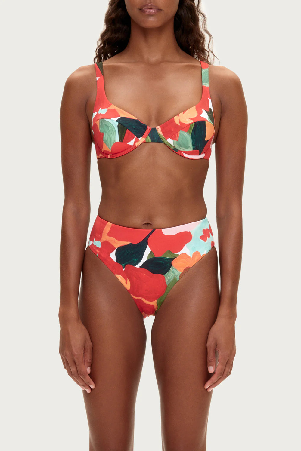 Bra Cup Top - Red Floral