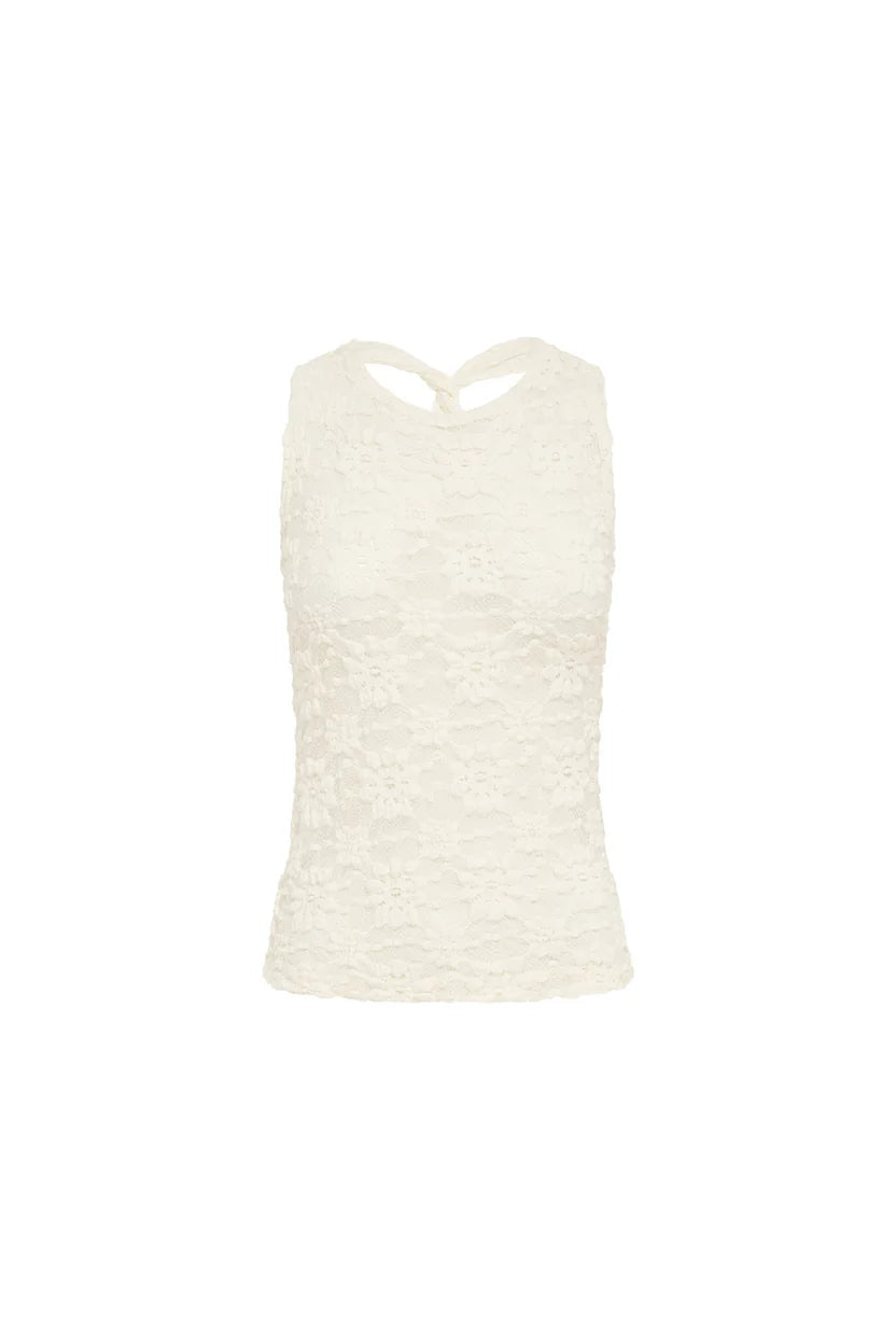 Sloane Sunflower Lace Tank - creme