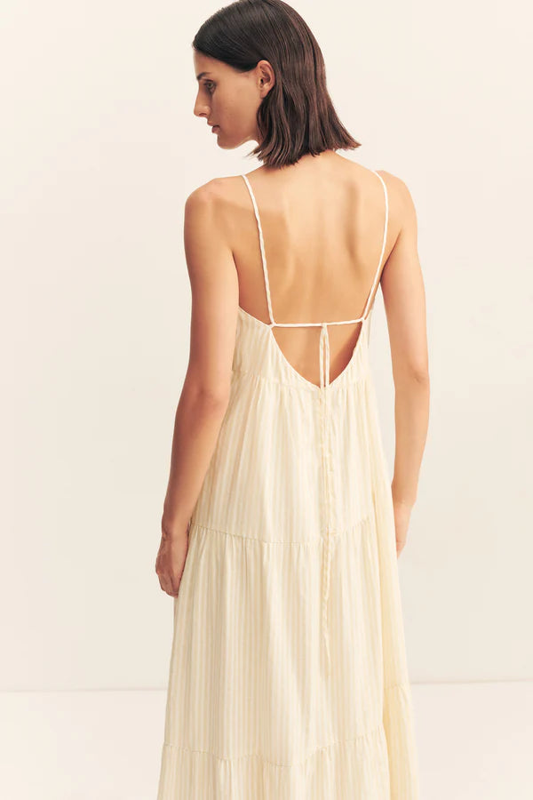 Tiered Maxi Dress - Buttercream Stripe