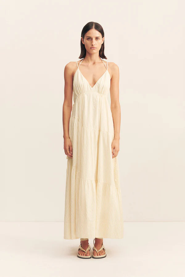 Tiered Maxi Dress - Buttercream Stripe