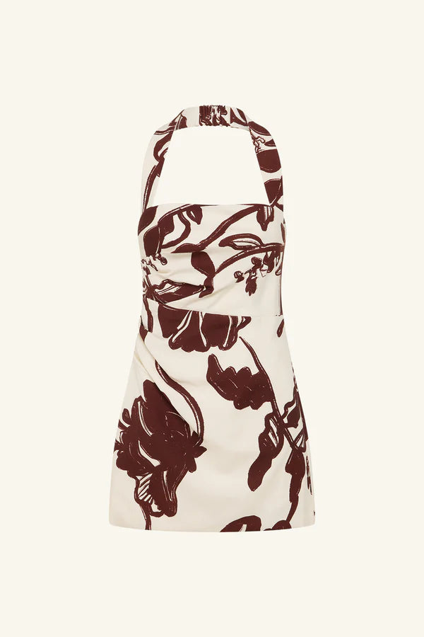 Halter Draped Mini Dress - Redwood Wallpaper