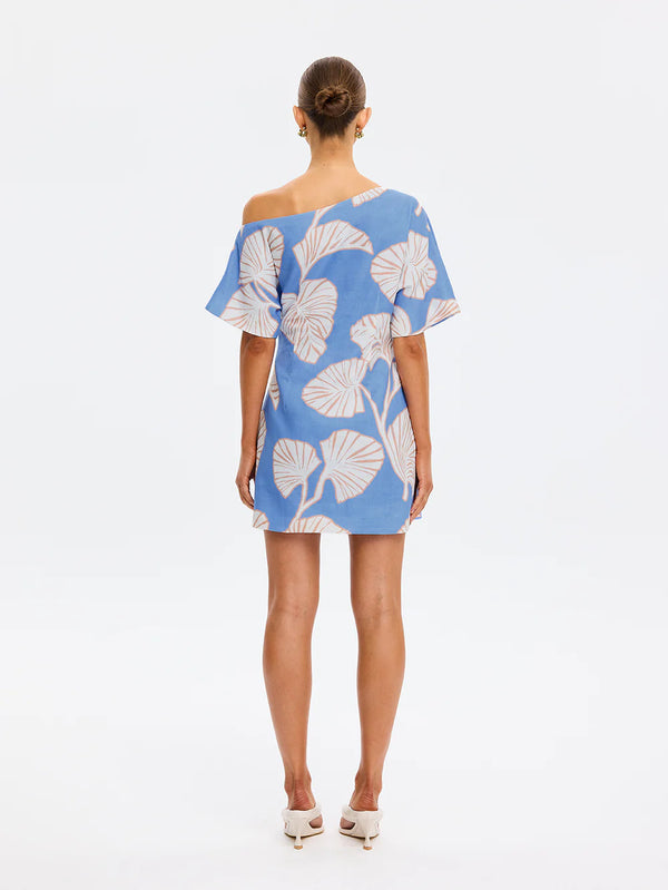 Ilana Off Shoulder Mini Dress - Blue Ivory