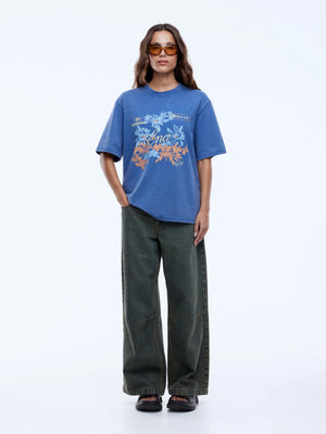 Ena Vintage Floral Tee - Washed Indigo