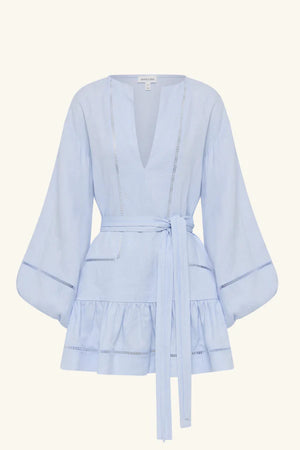 Tommy Balloon Sleeve Mini Dress - Sky
