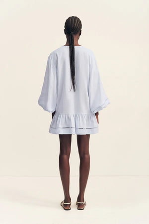 Tommy Balloon Sleeve Mini Dress - Sky