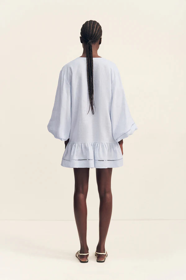 Tommy Balloon Sleeve Mini Dress - Sky
