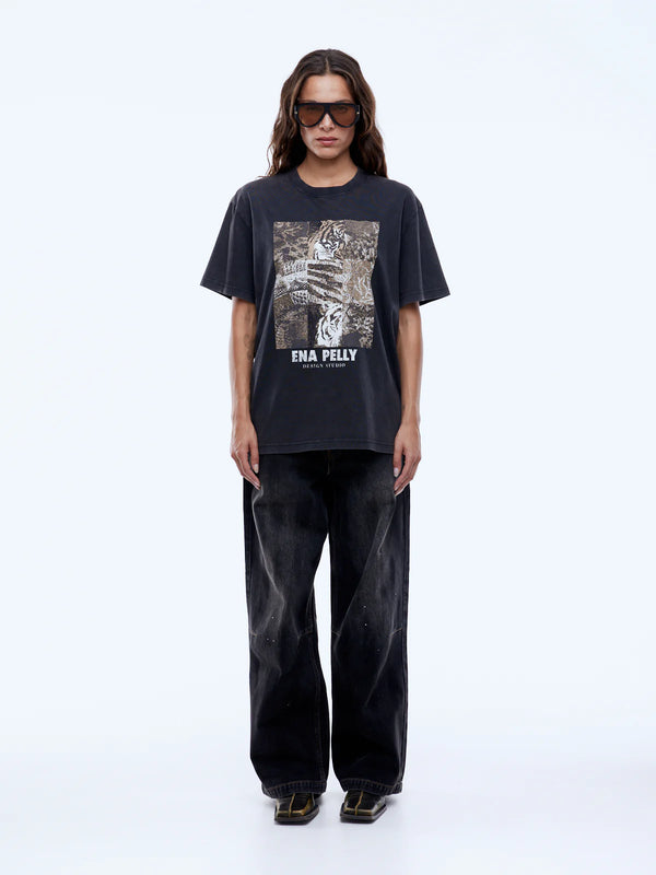 Mixed Animal Tee - Vintage Black