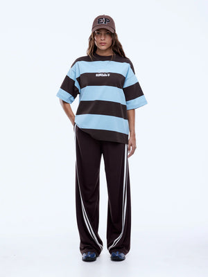 Pelly Sport Stripe Tee - Cloud Blue/Cocoa Stripe