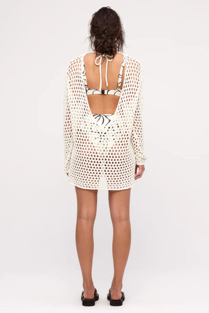 Crochet Knit Dress - Coconut Solid