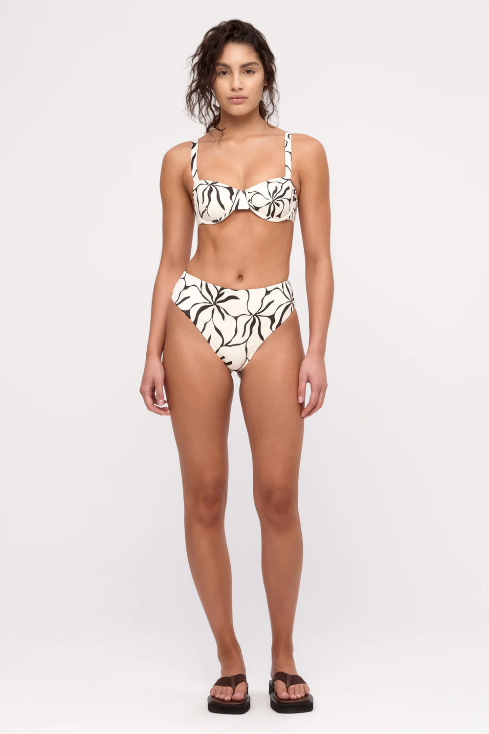 Bra Cup Top - Cream Flower Print